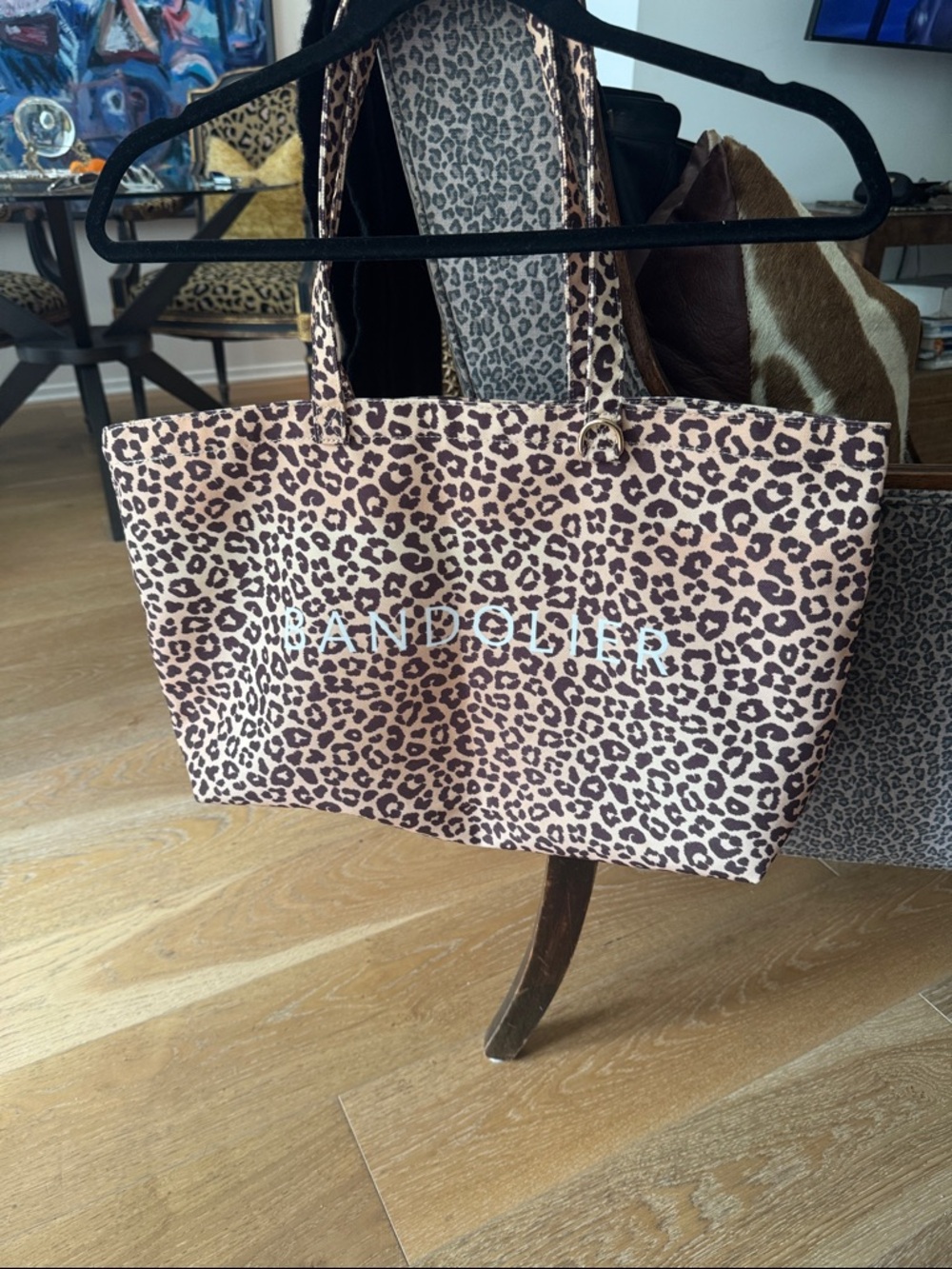 Leopard Print Canvas Tote in Beige and Brown by Bandolier